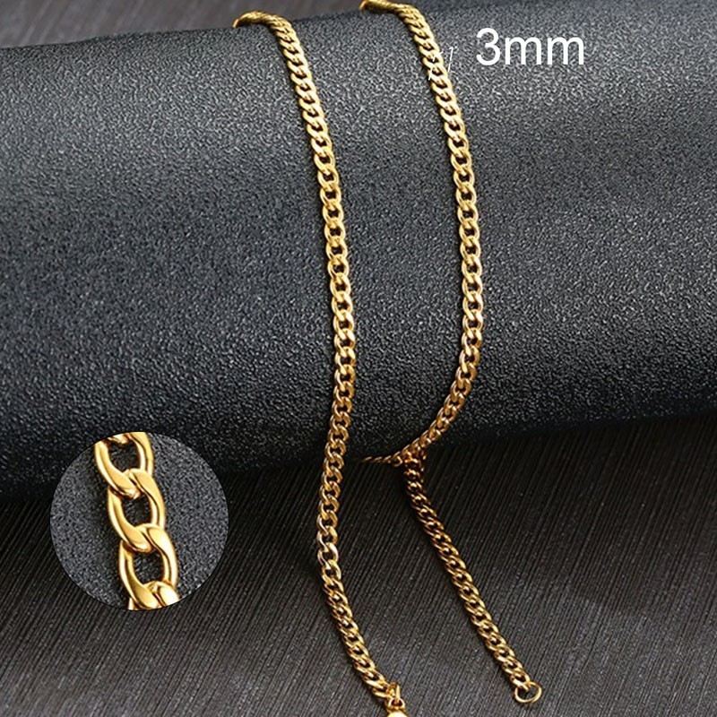 Vnox Men’s Cuban Link Chain Necklace Stainless Steel Black Gold Color Male Choker colar Jewelry Gifts for Him alx