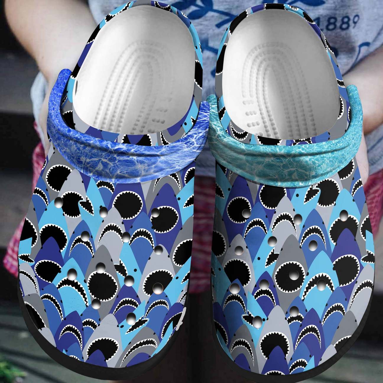 Shark Personalized Clog, Custom Name, Text, Color, Number Fashion Style For Women, Men, Kid, Print 3D Unique Blue