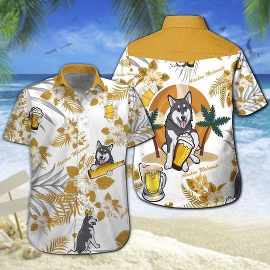 Alaskan Malamute Beer Hawaiian Shirt Pre13771