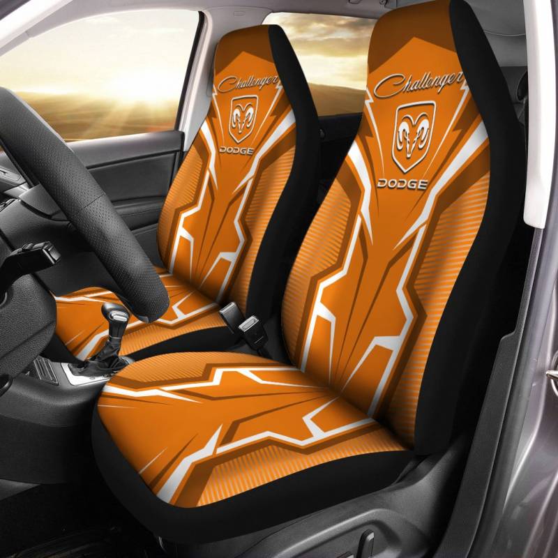 Dodge Challenger VTH Car Seat Cover (Set of 2) Ver 1 (Orange)