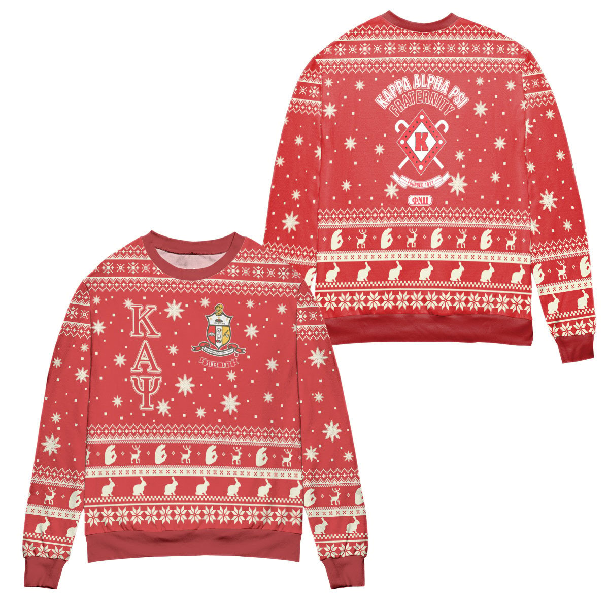 Kappa Alpha Psi Kay Logo Snowflakes Pattern Ugly Christmas Sweater – All Over Print 3D Sweater