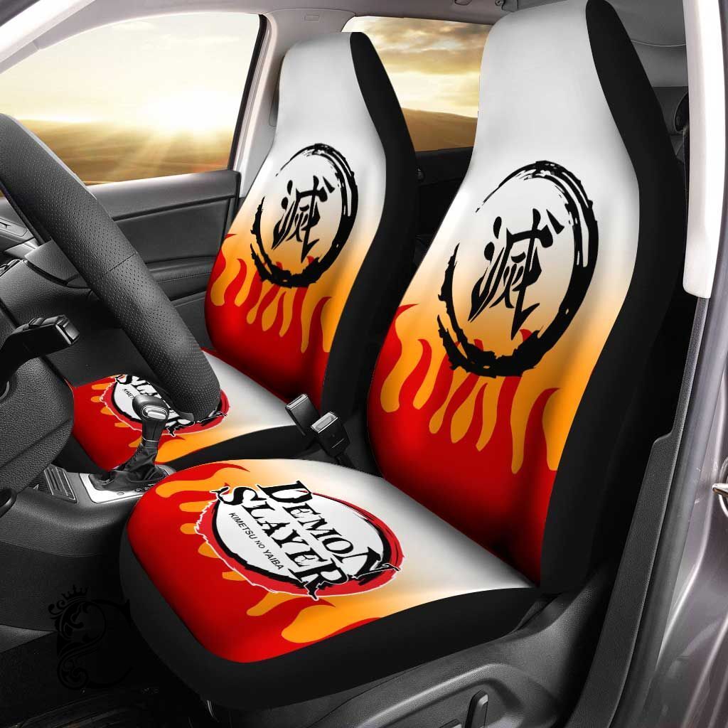 Kyojuro Rengoku Pattern Demon Slayer Car Seat Covers Custom Kinometsu No Yaiba Hotle Fashion