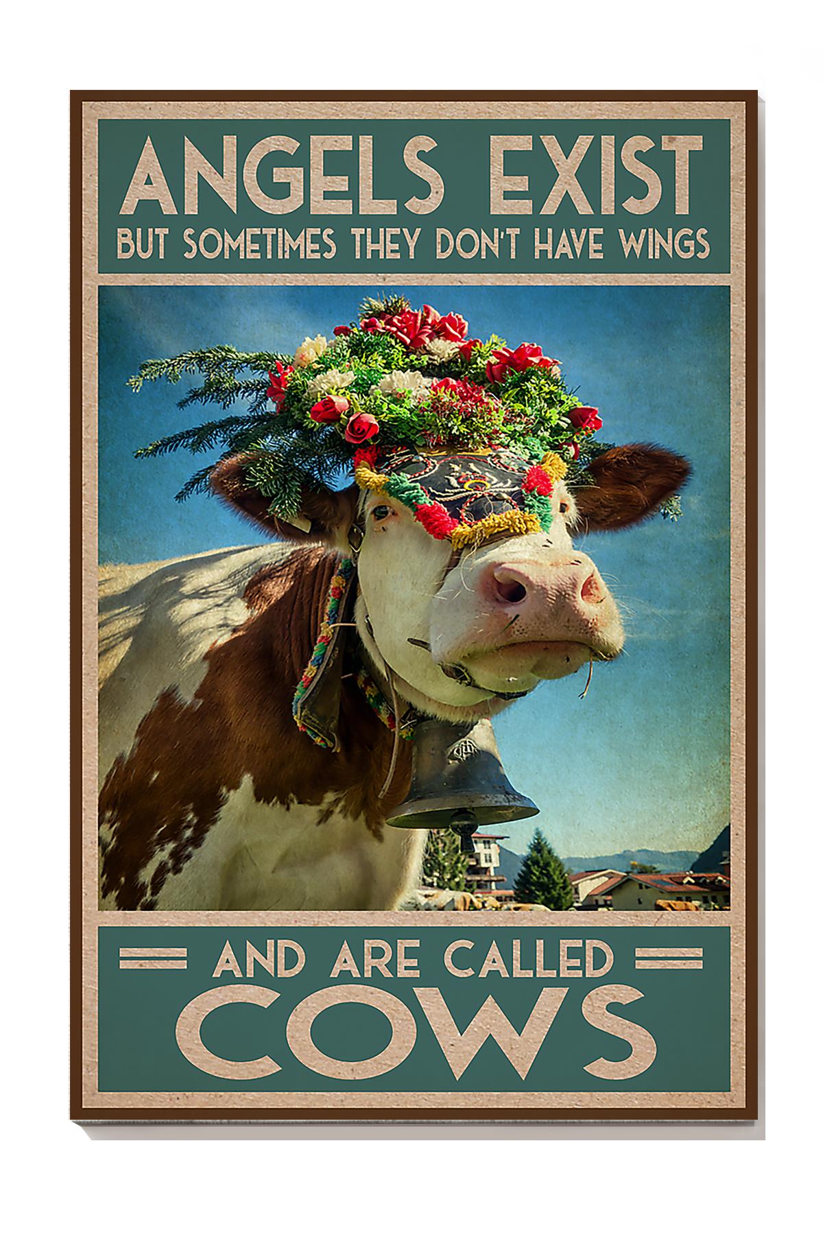 Angles Exist But Sometimes Don’T Have Wings Are Called Cows Wall Art For Home Decor Wrapped Canvas