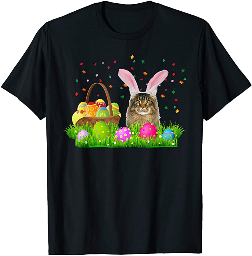 Bunny Maine Coon Cat Easter Maine Coon Cat Lover Gifts T-Shirt