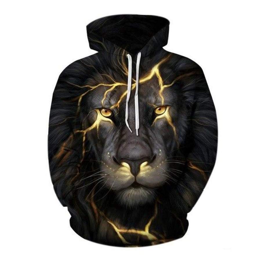 3d Animal Hoodie Sweatshirts 2018 Men Women Cotton Loose Hoody Pullover Tops Male Black Lion Printed Harajuku Hip Hop Tracksuit