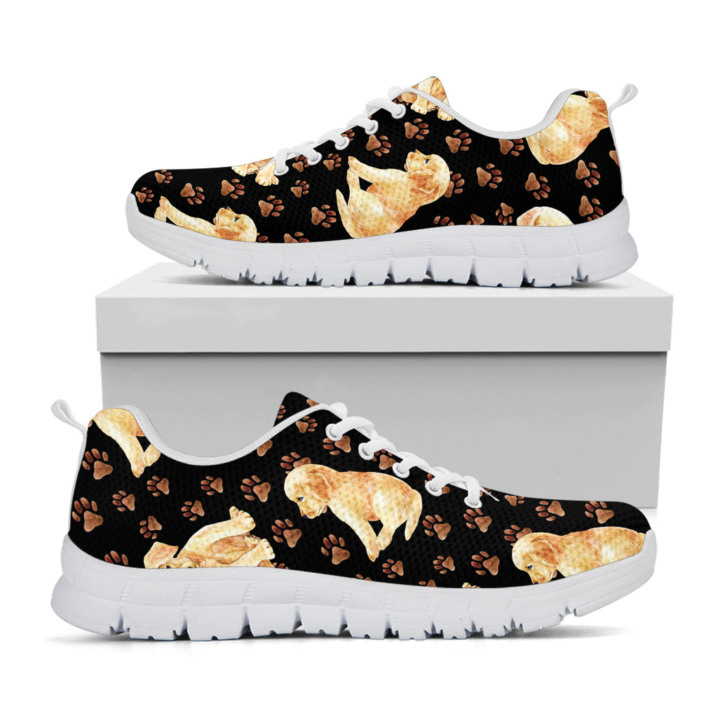 Labrador Retriever Puppy Pattern Print White Sneakers