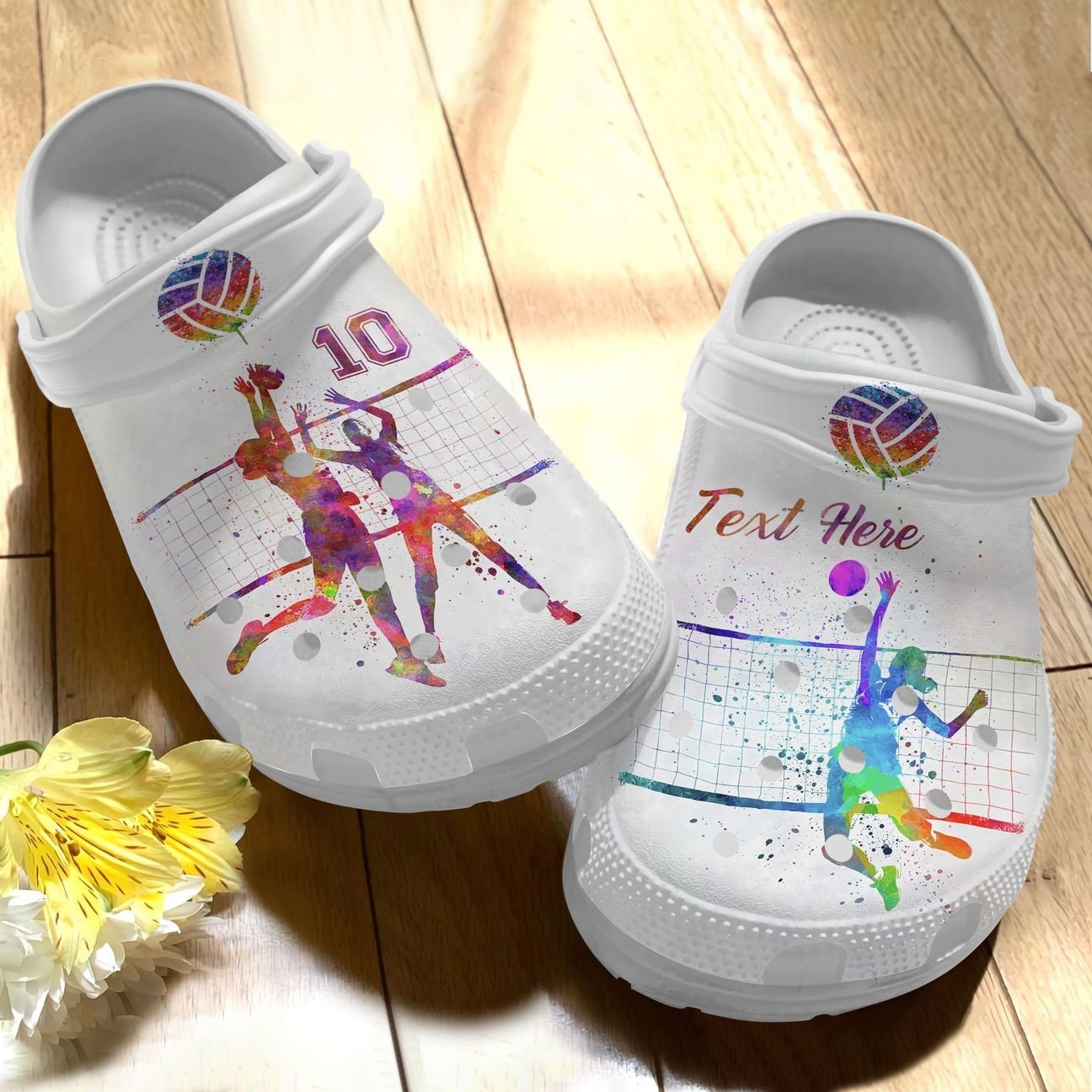 Volleyball Personalized Clog, Custom Name, Text, Color, Number Fashion Style For Women, Men, Kid, Print 3D Watercolor Splash Volleyball