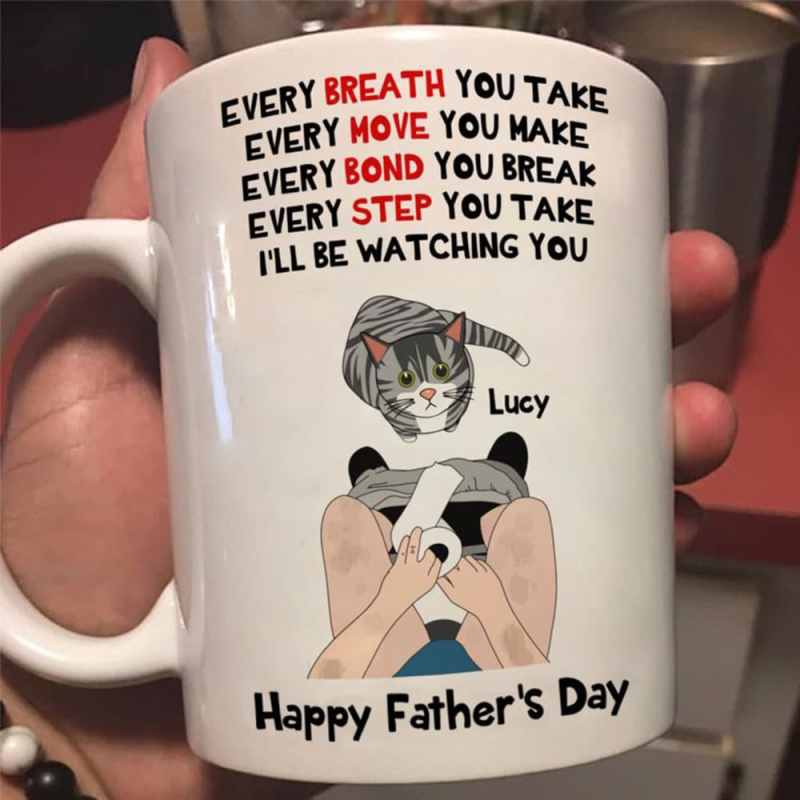 Personalized Gift For Cat Dad Cat In Toilet Happy Father’S Day Mug