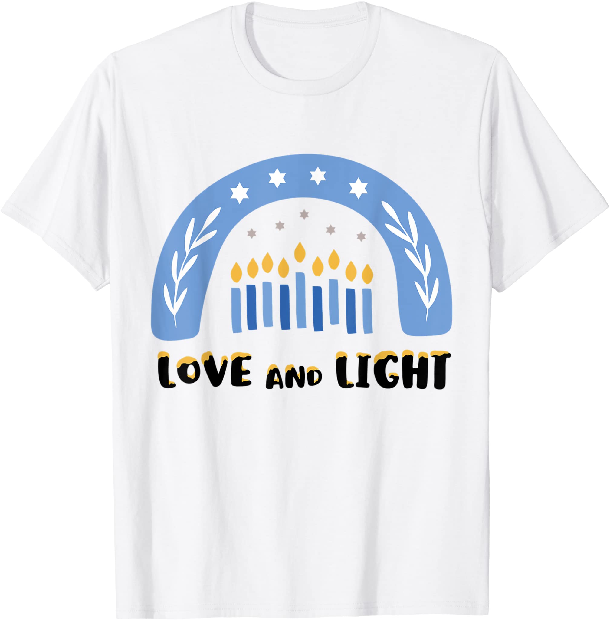 Love And Light Rainbow Hanukkah Shirt Jewish Chanukah T-Shirt