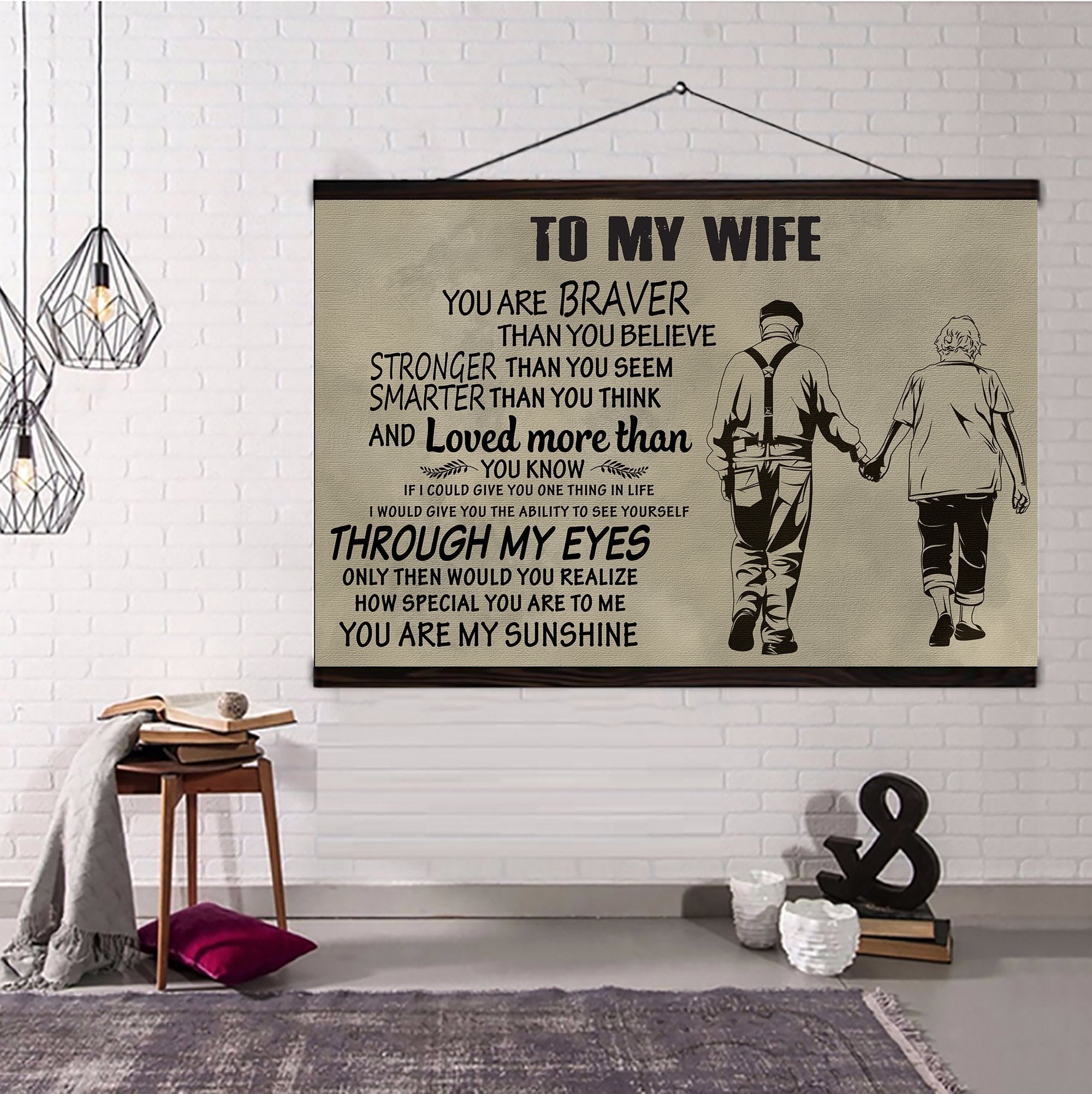 Family Hanging Canvas To Wife You Are Braver Wall Decor Visual Art