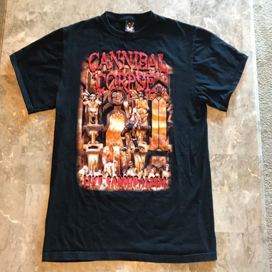 Vtg 90s Cannibal Corpse Live Death Band Tour Graphic T-Shirt