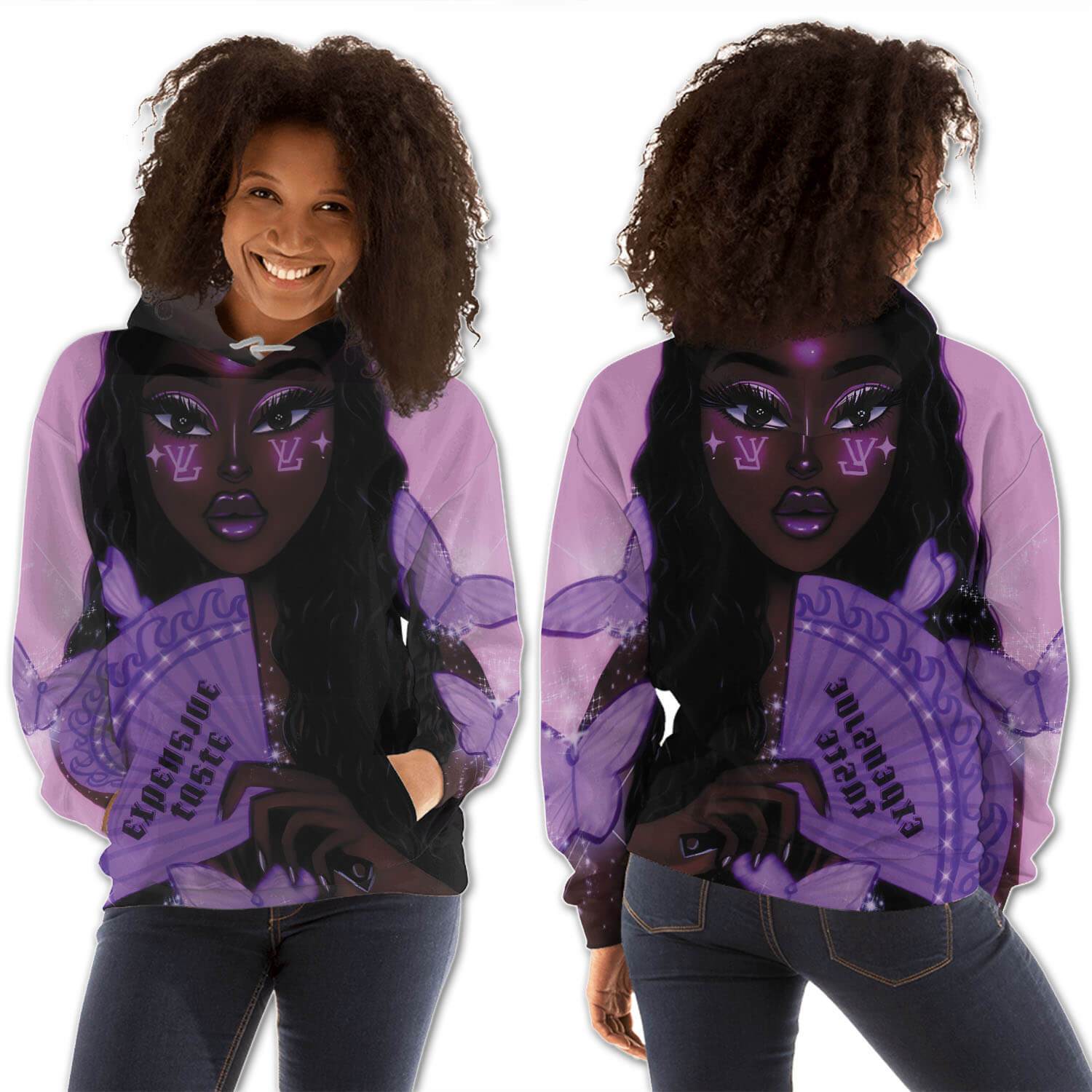 African American Hoodies Pretty African American Female All Over Print Womens Hooded Sweatshirt African American Fashion BPS92167