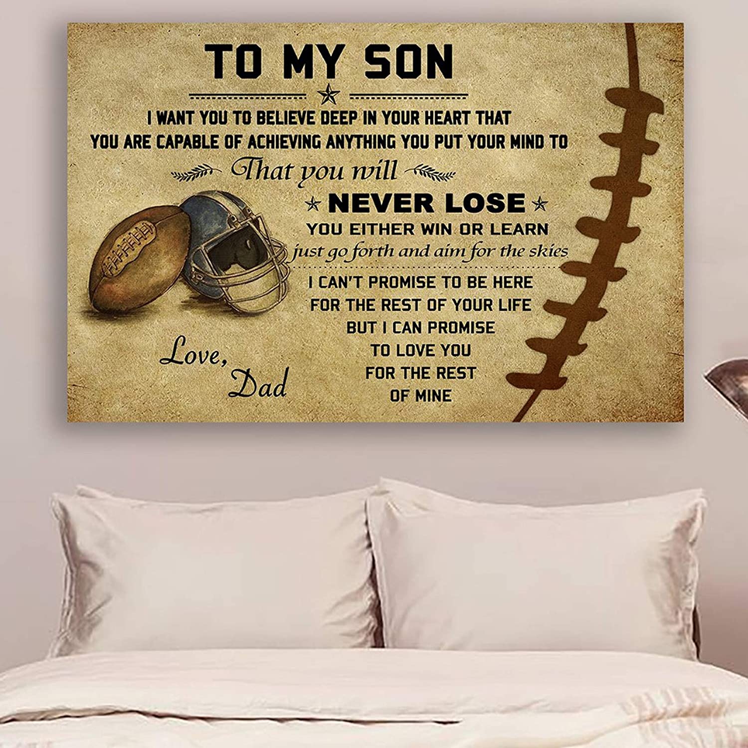 American Football Poster – DAD to Son – Never Lose – Holidays Son Gift, to My Son Poster, Son Gift from Dad, Son Gift Poster