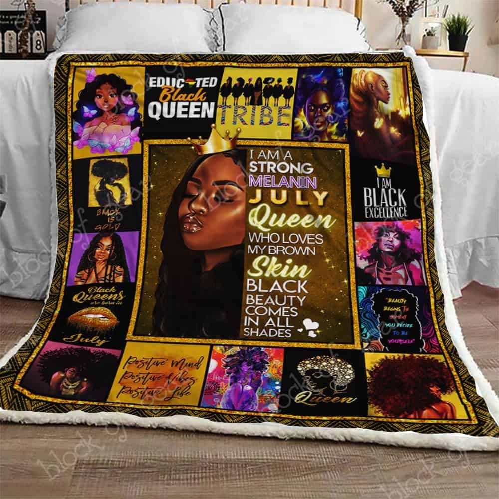 July Melanin Queen Black Women Cl2709248Mdf Sherpa Fleece Blanket