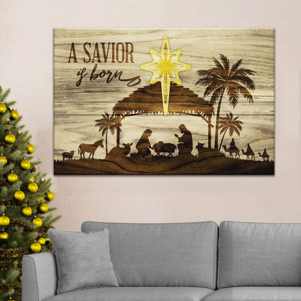 A Savior Is Born Christmas Wall Art Canvas