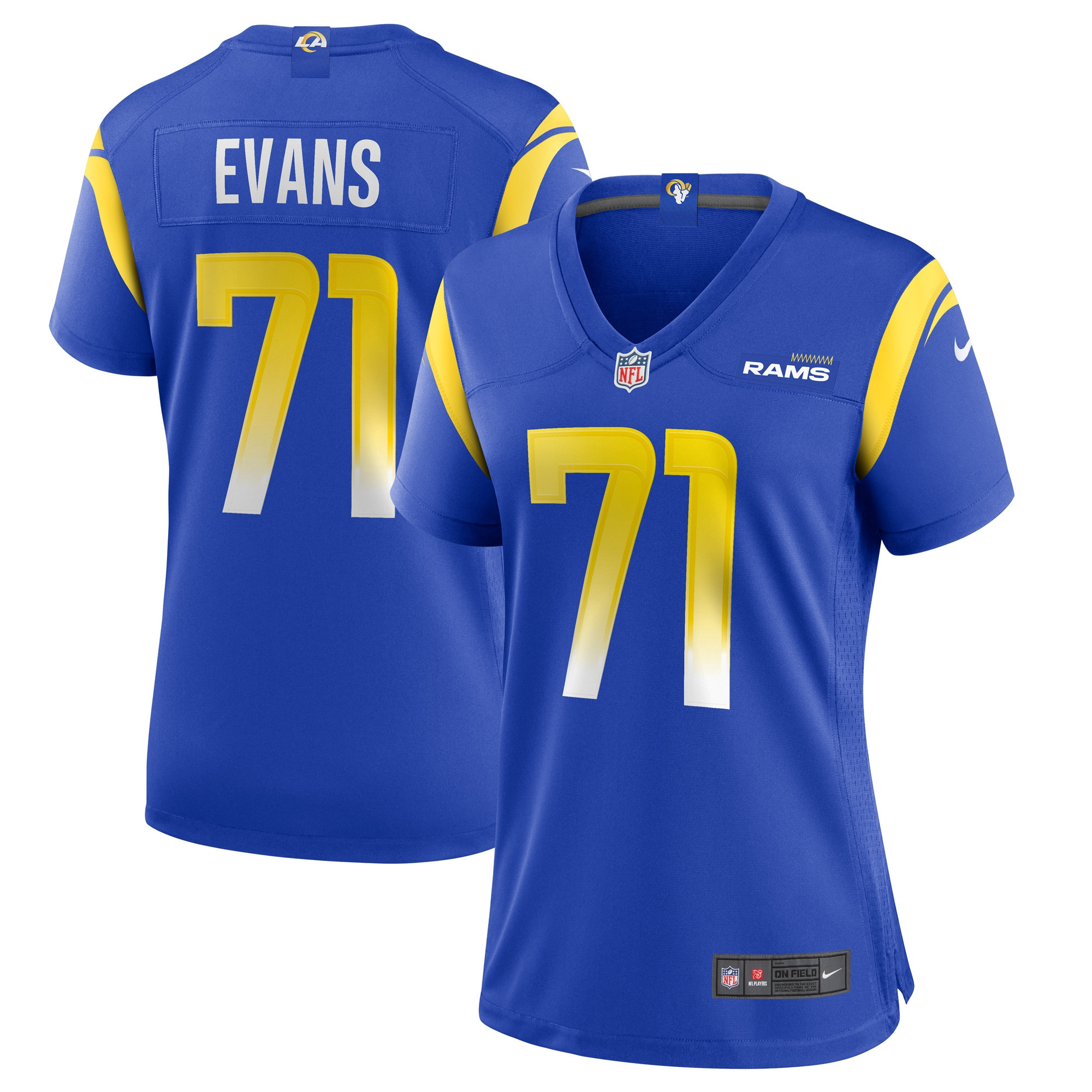 Bobby Evans Los Angeles Rams Womens Game Jersey – Royal NFL