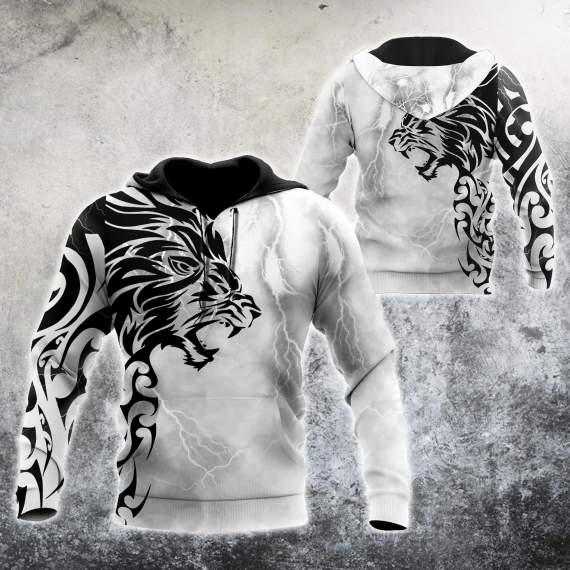 Unisex Hoodie All Over Print Lion Gifts Tribal Tattoo Lion All Over Printed Us Unisex Size Hoodie