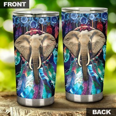 Personalized Elephant Colorful Dreamcatcher  Stainless Steel Tumbler Travel Customize Name, Text, Number, Image