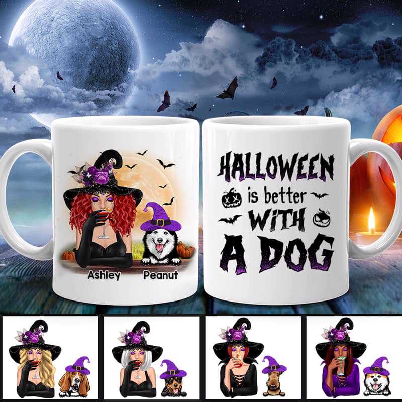 Halloween Witch Dog Mom Personalized Mug