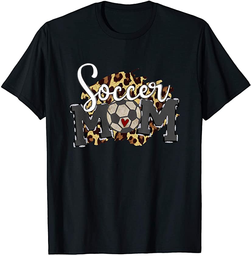 Soccer Mom Leopard Funny Football Mom Mother’s Day 2021 T-Shirt