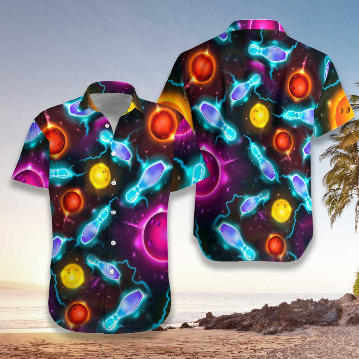 Colorful Bowling To The Space Unisex Hawaii Shirts Dh Ha15959