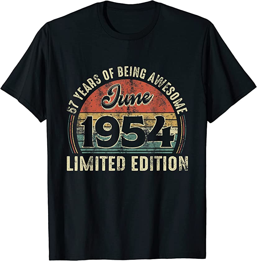 Vintage June 1954 Distressed 67 Year Old Retro 67th Bday T-Shirt