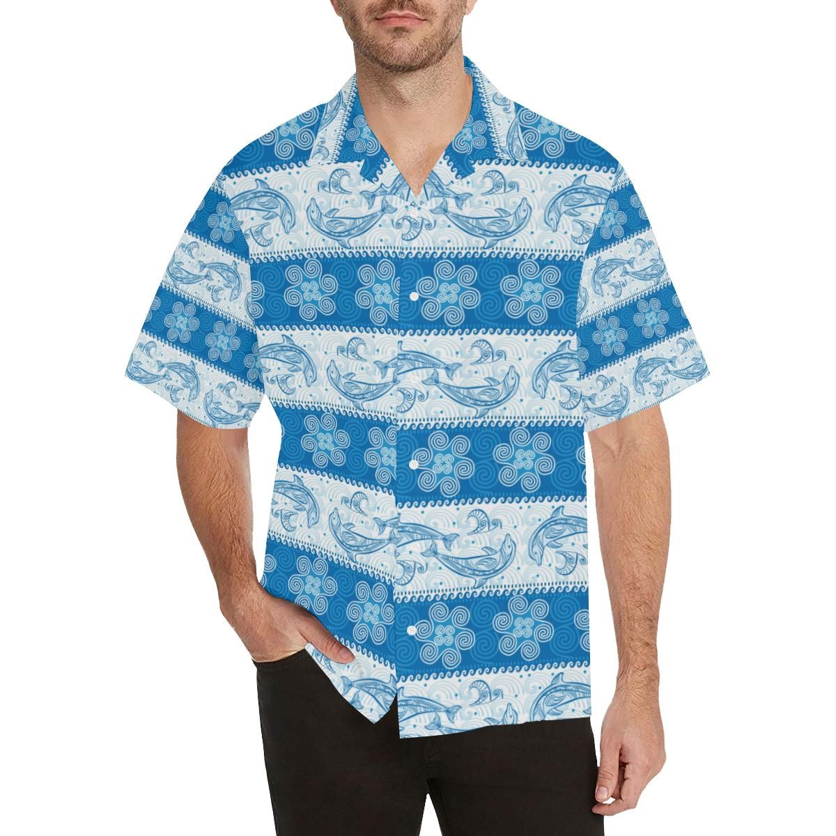 Dolphin Tribal Pattern Men’S All Over Print Hawaiian Aloha Shirts Aloha Shirts