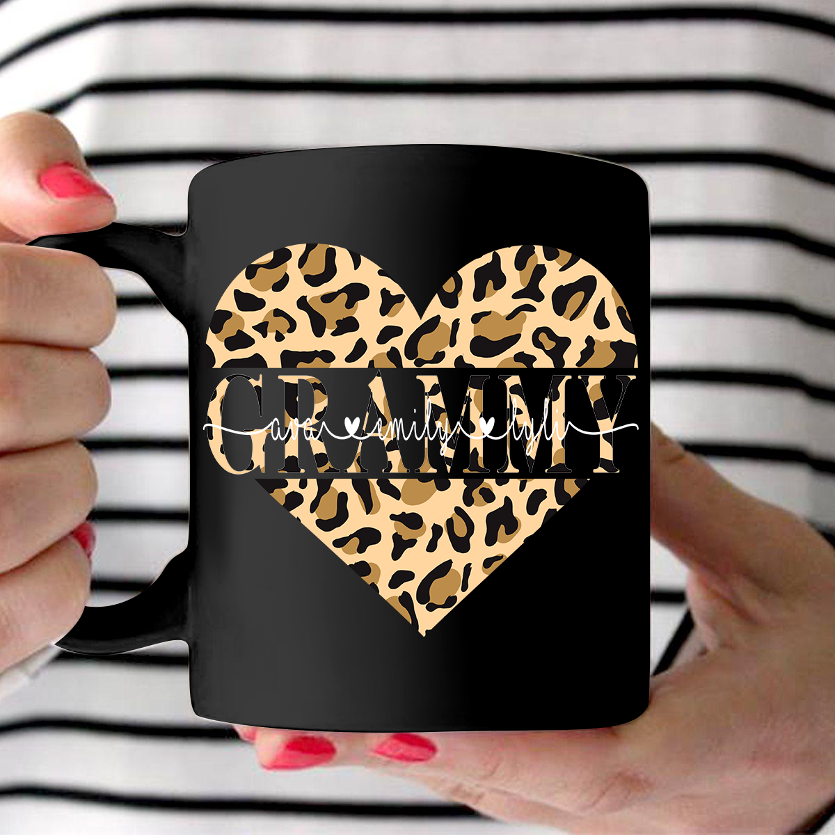 Grammy Heart – Leopard  Personalized Mug