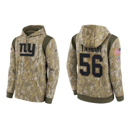 Lawrence Taylor New York Giants Camo 2021 Salute To Service Veterans Day Therma Pullover Hoodie