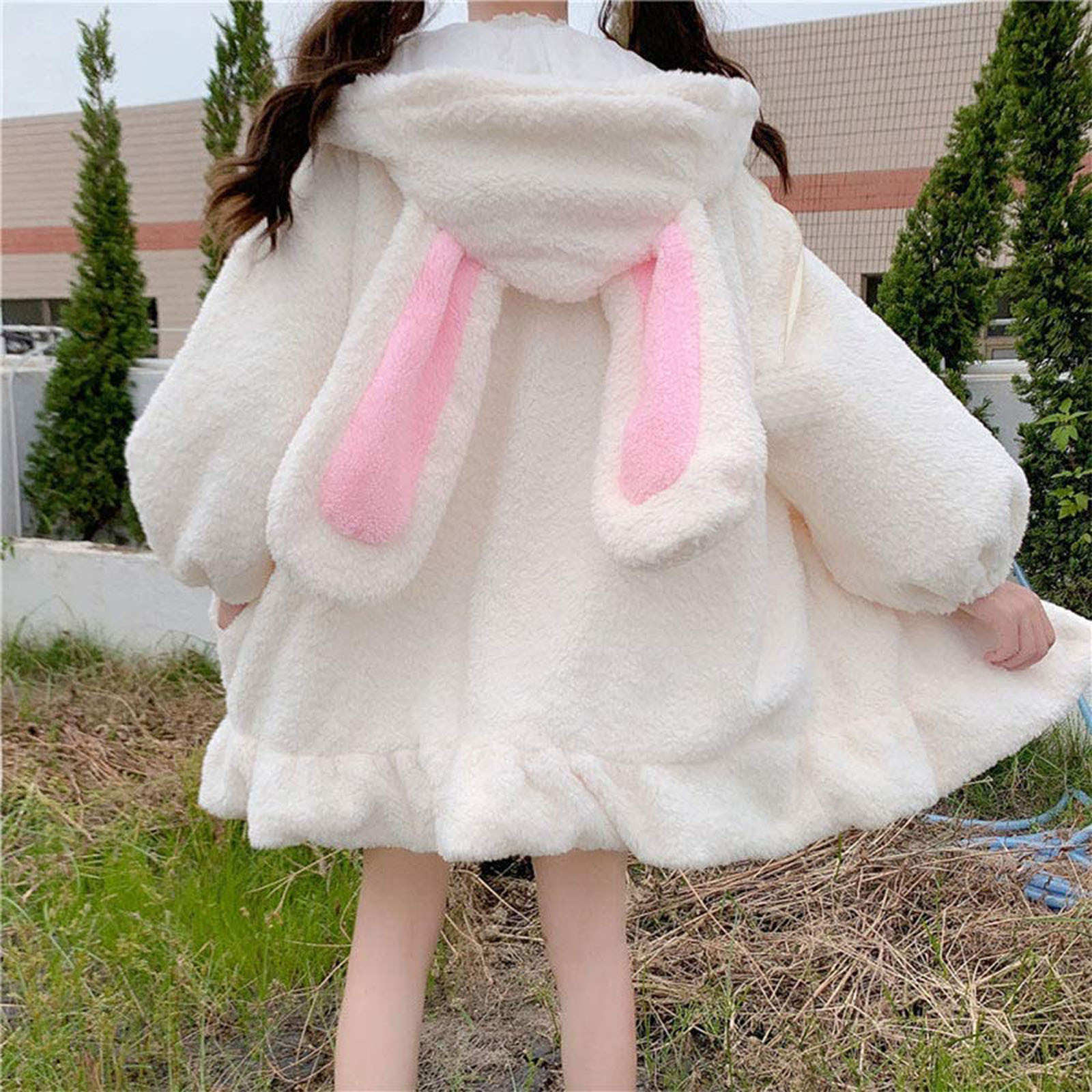 2022 New Kawaii Hoodies Women Winter Oversized Fashion Bunny Ears Sweatshirt Women Long Sleeve Cute Tops Warm Zip Up Hoodies alx