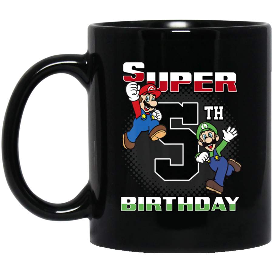 Super Mario And Luigi Super Birthday 5th Birthday Portrait Coffee Mug