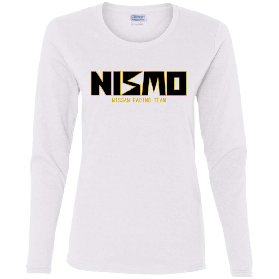 AGR Classic Gold and Black NISMO Nissan Racing Team Logo Ladies’ Cotton LS T-Shirt