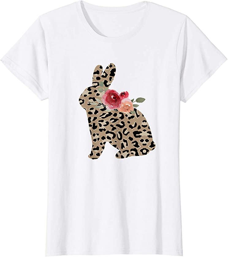 Mommy and Me Teen Girls Bunny Rabbit Floral Leopard Print T-Shirt