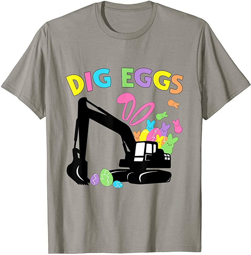 Nn 2021 Easter Day Excavator Bunny Egg Easter Boys Girls T-Shirt