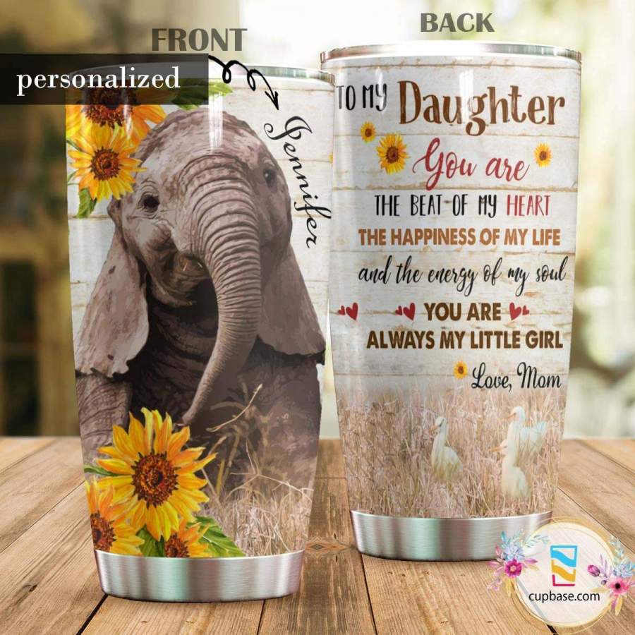 To My Daughter Elephant Ver Personalized Stainless Steel Insulated Tumbler Cup