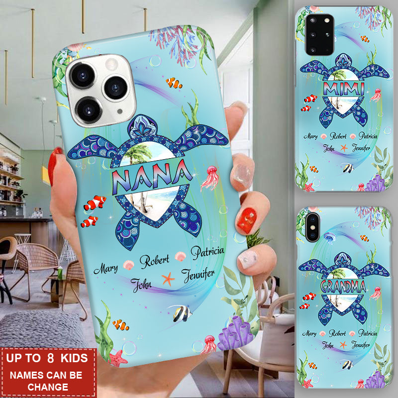 Personalized Nana Turtle With Grandkids Summer 2021 Phone Case