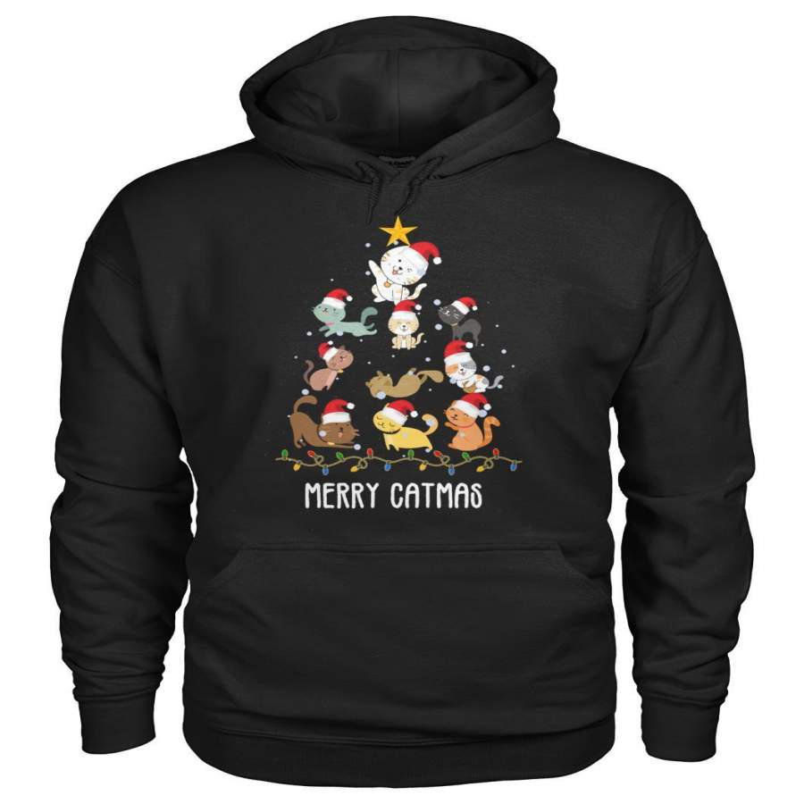 Cute Cat Christmas Tree Merry Catmas Decor Gift Hoodie