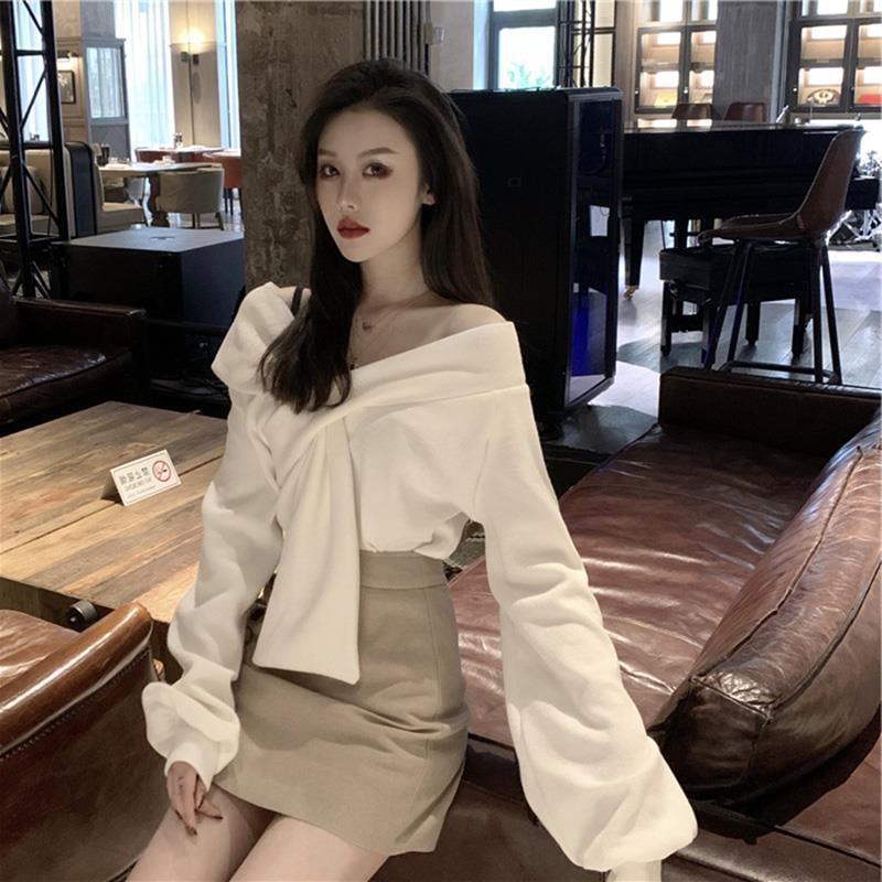 Women Sets Two Pieces V-Neck Long Sleeve Soft Knitting Sweaters A-line Mini Skirts Elegant Spring Autumn Temperament Ins Sweet alx