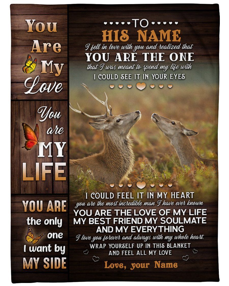 You Are My Love Deer Gift For Husband Custom Name Fleece Blanket