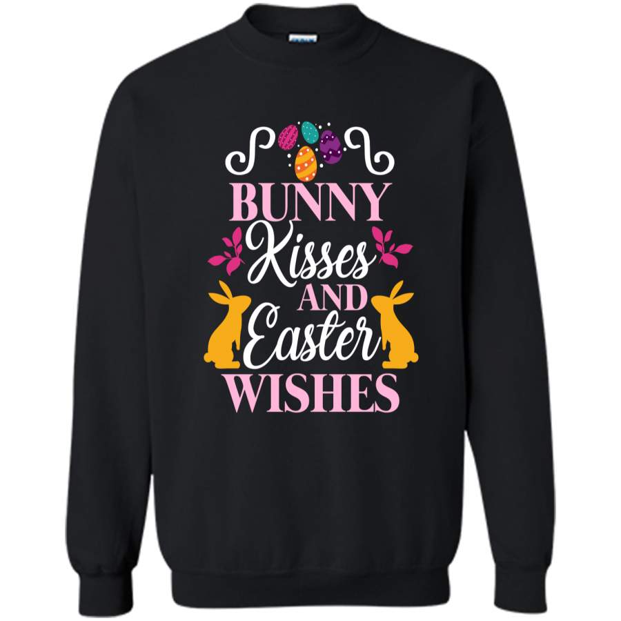 Bunny Kisses And Easter Wishes Cute Easter T-Shirt Printed Crewneck Pullover Sweatshirt 8 oz