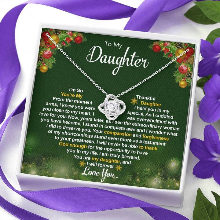 To My Daughter Necklace – I’M So Thankful You’Re My Daughter  Love Knot Necklace