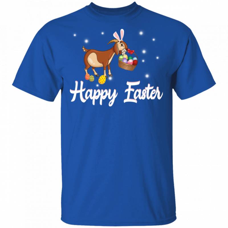 Bunny Goat Pulls Eggs Basket Funny Rabbit Bunny Eggs Easter Day Matching Shirt For Kids Men Women Goat Lover Farmer Gifts T-Shirt