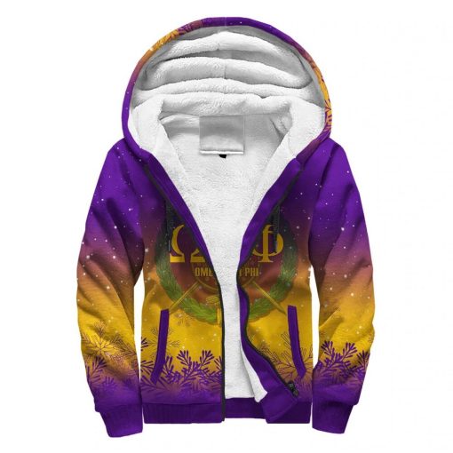 Christmas Omega Psi Phi Sherpa Hoodie – Fraternity Snowflakes Patterns