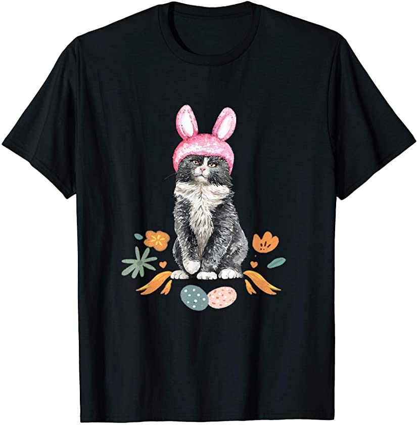 Cute Cat Easter Day Bunny Eggs Costume – Funny Cat T-Shirt