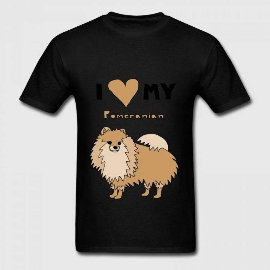 Cotton Letter Print T-shirt Men i heart my pomeranian fashion T-Shirts