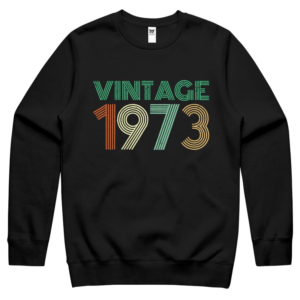 46Th Birthday Gift Idea Vintage 1973 Distressed Crewneck Sweatshirt