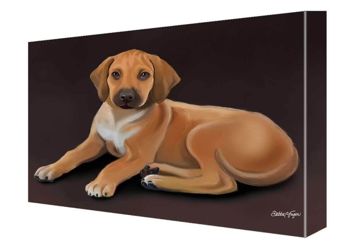 Rhodesian Ridgeback Puppy Dog Painting Printed On Canvas Wall Art Signed