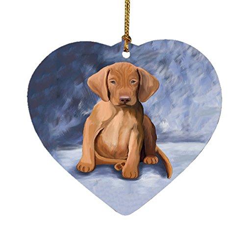 Vizsla Puppy Dog Heart Christmas Ornament