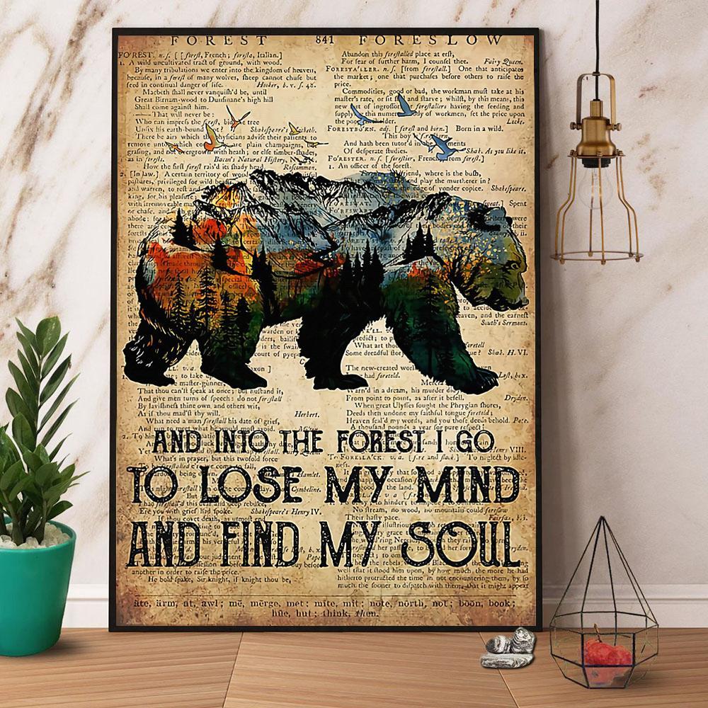 Camping Bear And Into The Forest I Go To Lose My Mind Poster No Frame
