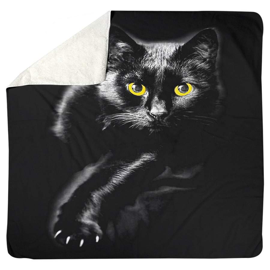 Perfet Gift For Cat Lovers Black Cat Sherpa Blanket